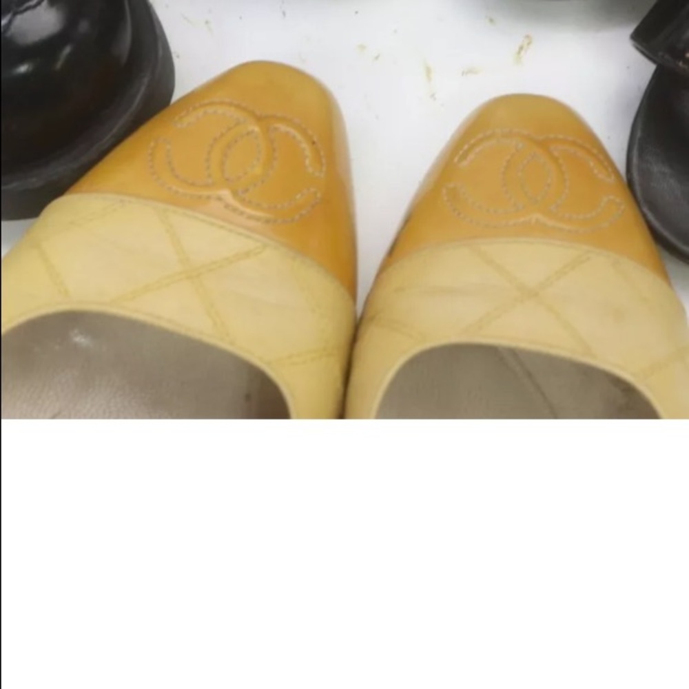 Yellow‎ & Beige Chanel CC  leather shoes 36 1/2 - Picture 8 of 11